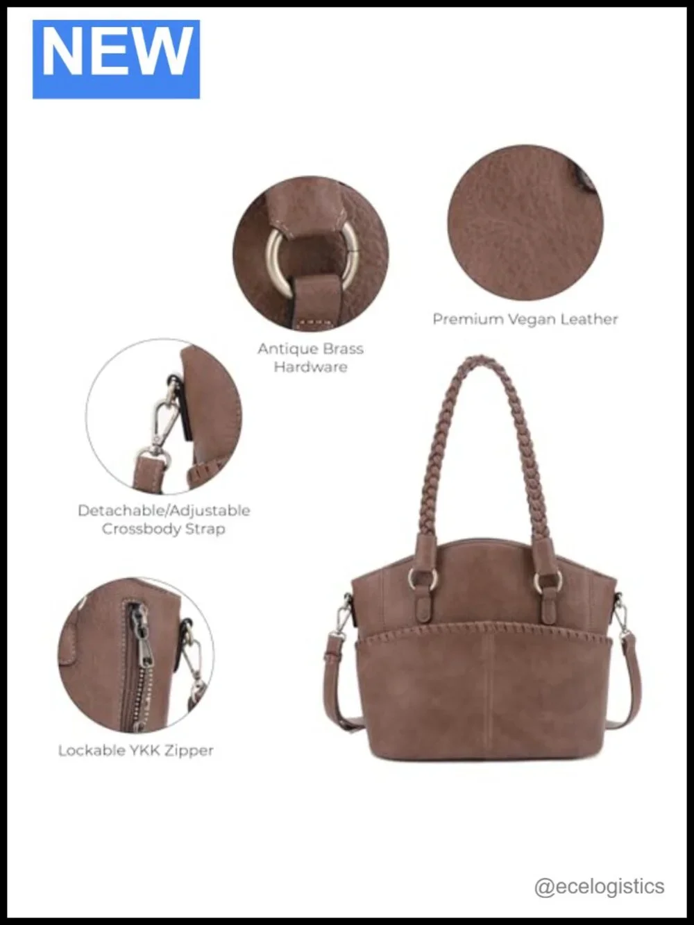 Concealed Carry Tote Satchel Faux Leather Purse with Lock and Key Crossbody
